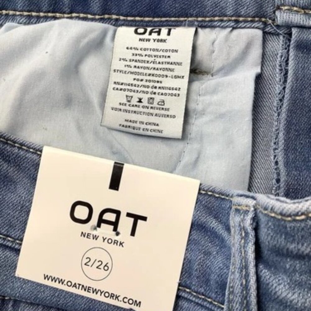 NWT Oat New York Skirt Size 28 Front Slit Midi Jean Blue Denim Womens Size 2/26 - Picture 7 of 8